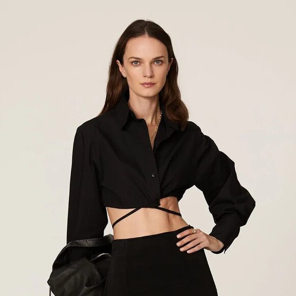 Matthew Bruch Tops - Matthew Bruch cropped tied button-up top